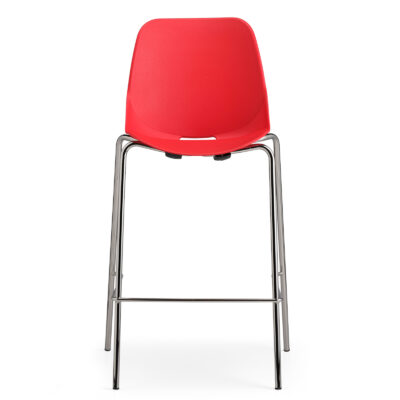 Quick bar sandalyesi krom ayaklı kırmızı