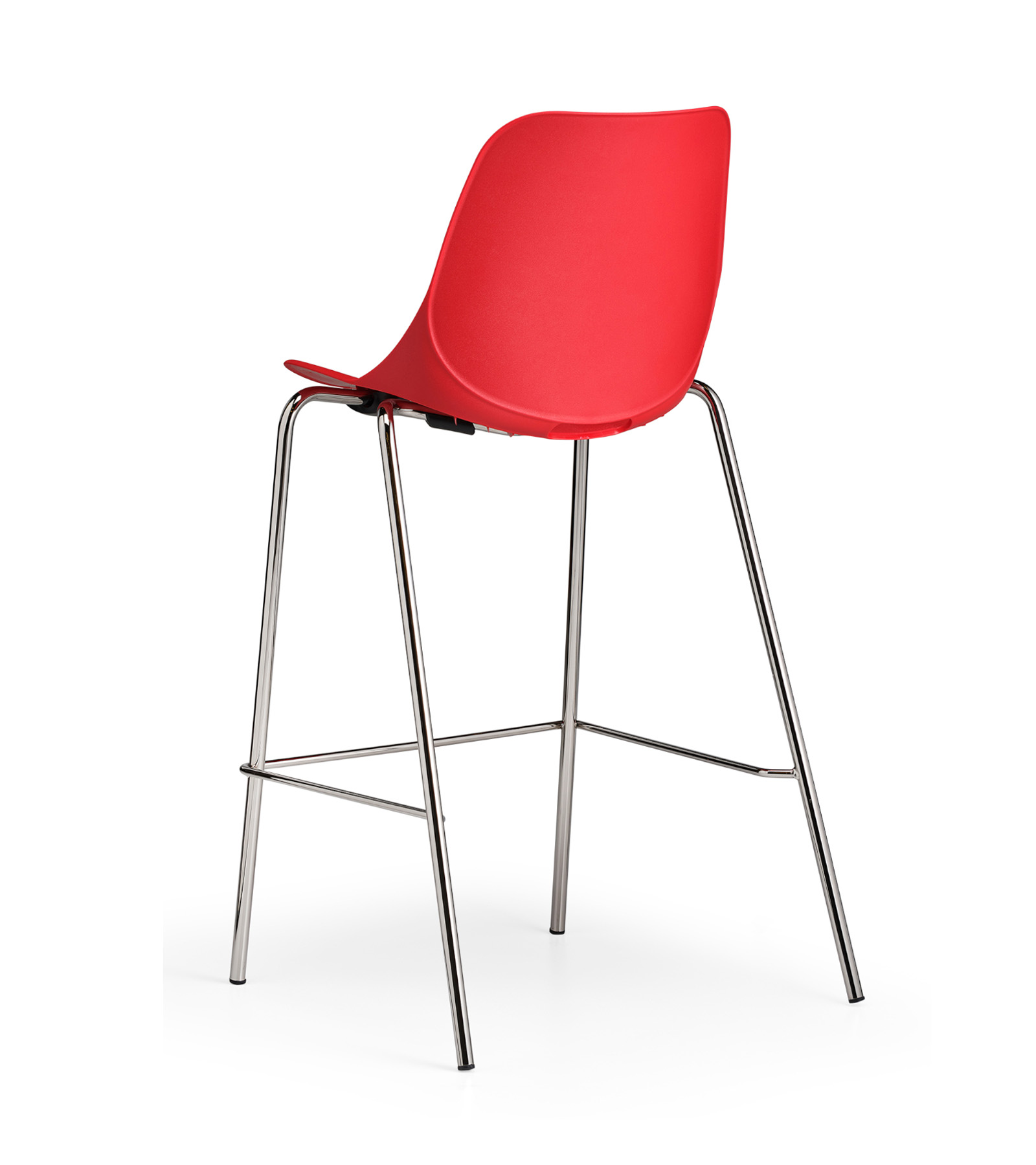 quick bar sandalyesi krom ayak kirmizi arka