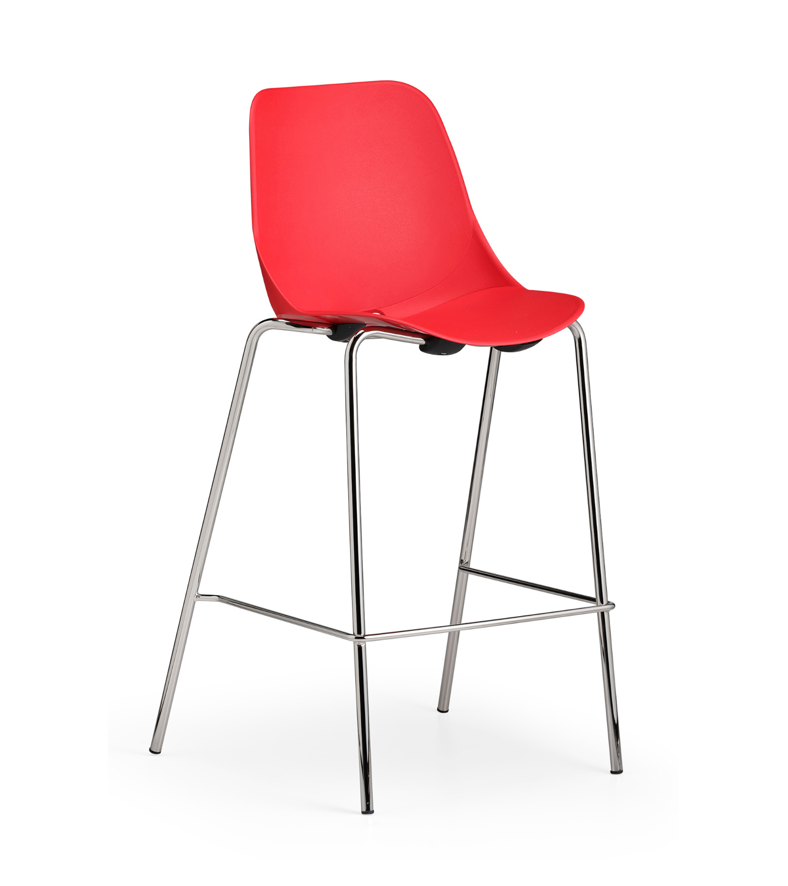 quick bar sandalyesi krom ayak kirmizi yan