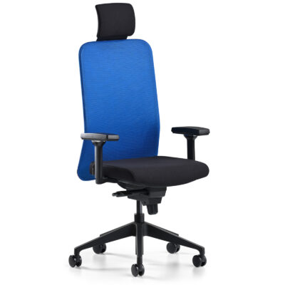 Comfy plastik ayaklı 3d kollu mavi siyah yönetici koltuğu