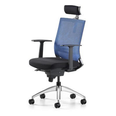 Cozy sabit kollu alüminyum ayaklı mavi siyah Yönetici Sandalyesi